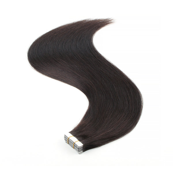 Tape in Hair Extensions #1B Off Black Silky Straight Hair