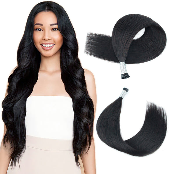 I Tip Hair Extensions #1 Jet Black Silky Straight Hair