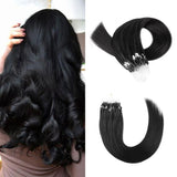 Micro Link Hair Extensions #1 Jet Black Silky Straight Hair