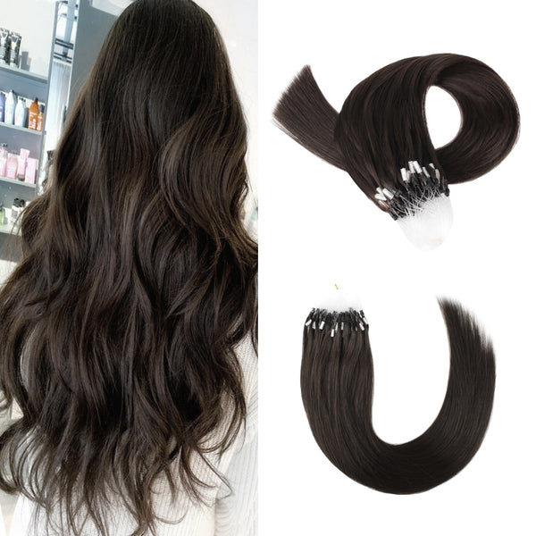 Micro Link Hair Extensions #2 Dark Brown Silky Straight Hair