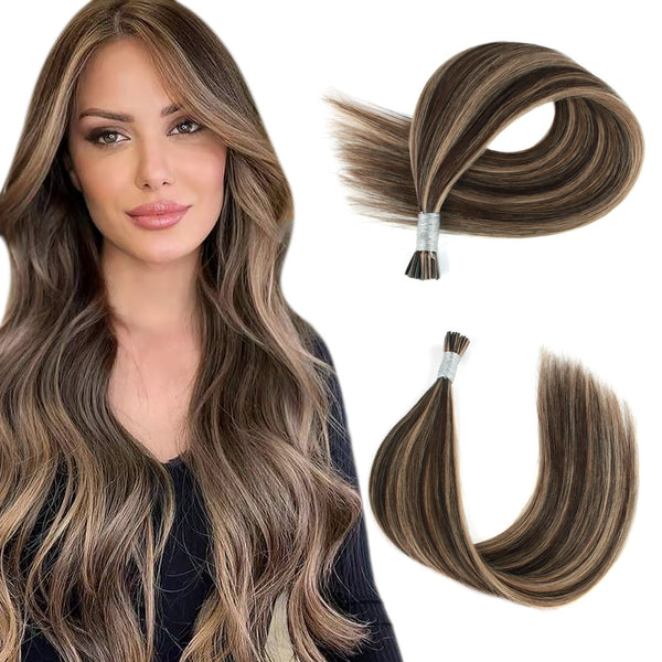 I Tip Hair Extensions Highlights P4/27# Silky Straight Hair