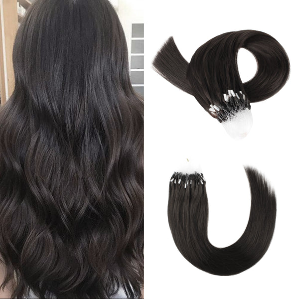 Micro Link Hair Extensions #1B Off Black Silky Straight Hair