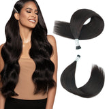 I Tip Hair Extensions #1B Off Black Silky Straight Hair