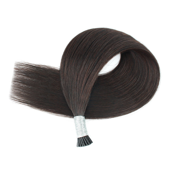 I Tip Hair Extensions #2 Dark Brown Silky Straight Hair