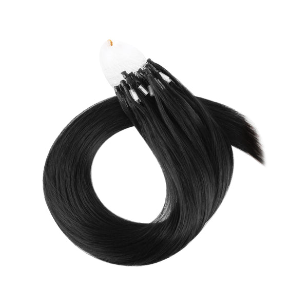 Micro Link Hair Extensions #1 Jet Black Silky Straight Hair