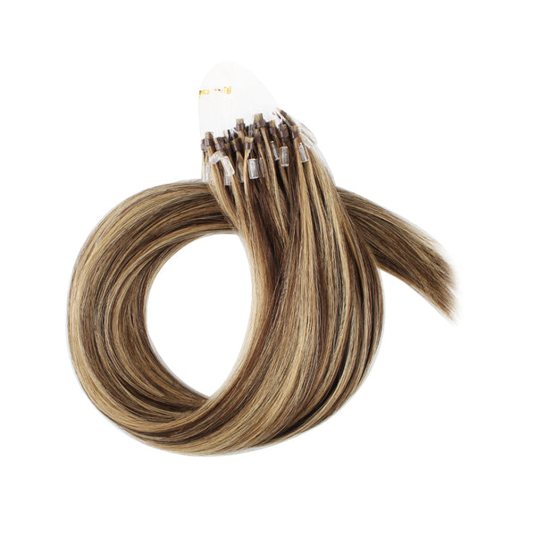 Micro Link Hair Extensions Highlights P4/27# Silky Straight Hair