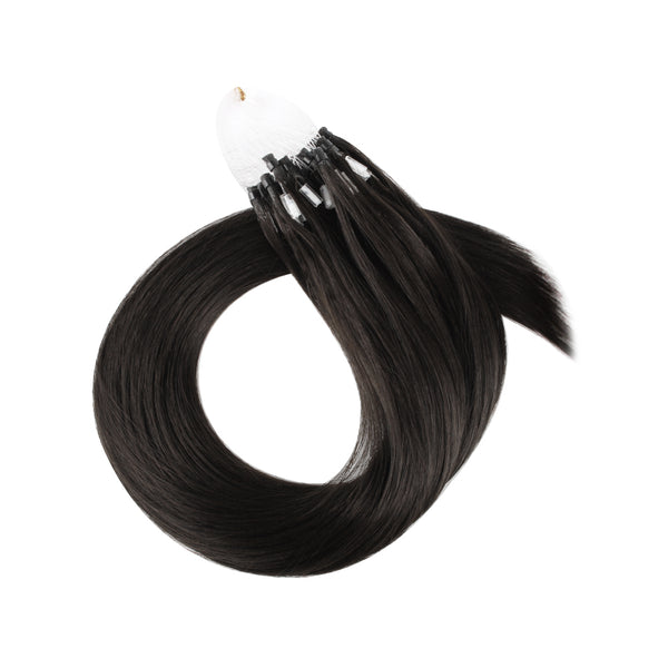 Micro Link Hair Extensions #1B Off Black Silky Straight Hair