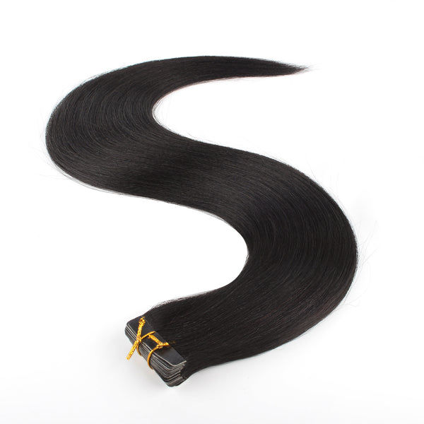 Tape in Hair Extensions #1B Off Black Yaki Straight Hair