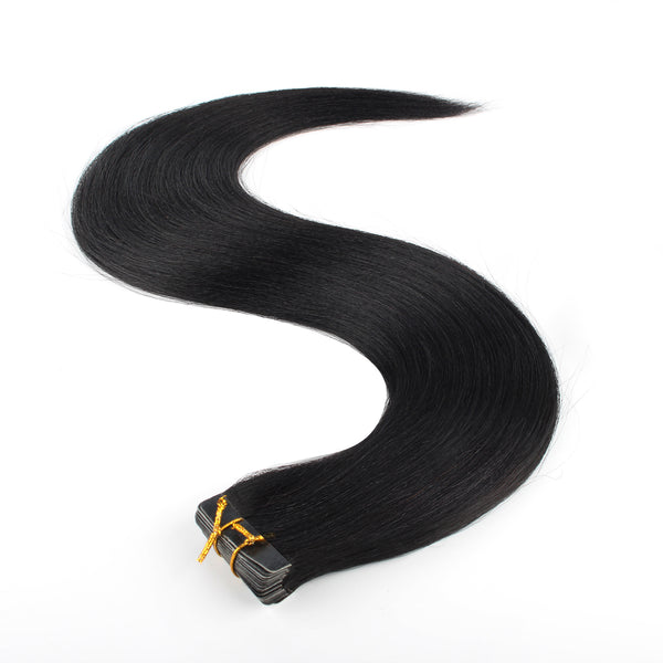 Tape in Hair Extensions #1 Jet Black Yaki Straight Hair