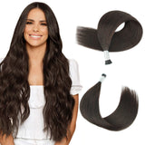 I Tip Hair Extensions #4 Chocolate Brown Silky Straight Hair