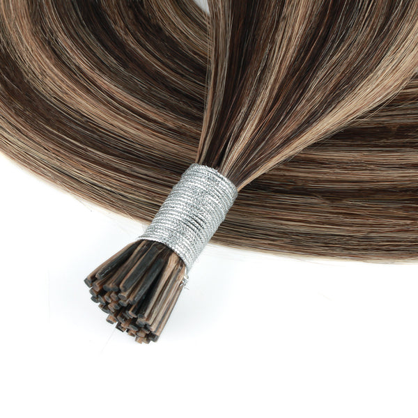 I Tip Hair Extensions Highlights P4/27# Silky Straight Hair