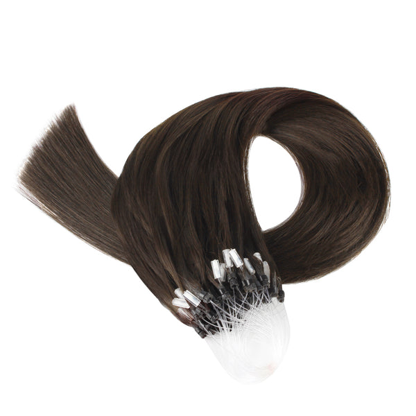 Micro Link Hair Extensions #4 Chocolate Brown Silky Straight Hair