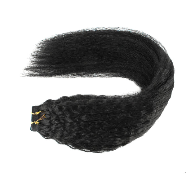 Tape in Hair Extensions Natural Black Kinky Straight Hair
