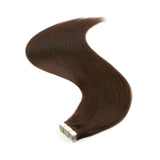 Tape in Hair Extensions #3 Medium Reddish Brown Silky Straight Hair