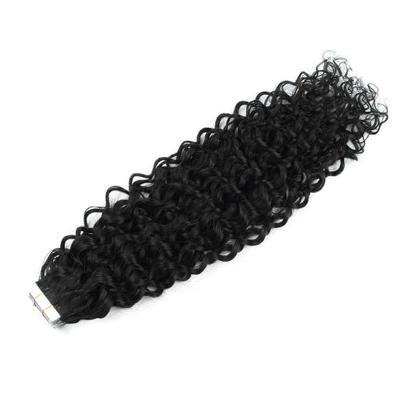 Tape in Hair Extensions #1 Jet Black Curly Hair