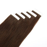 Tape in Hair Extensions #3 Medium Reddish Brown Silky Straight Hair