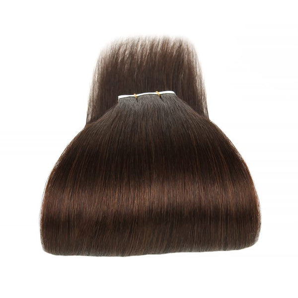 Tape in Hair Extensions #3 Medium Reddish Brown Silky Straight Hair