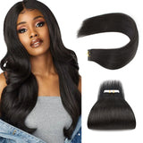 Tape in Hair Extensions #1B Off Black Yaki Straight Hair