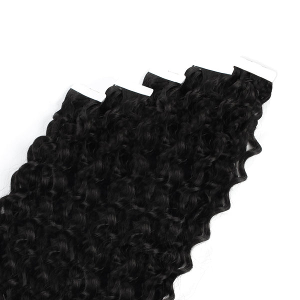 Tape in Hair Extensions #1 Jet Black Curly Hair