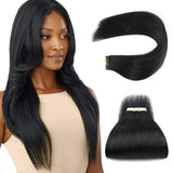 Tape in Hair Extensions #1 Jet Black Yaki Straight Hair