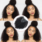 Loviro Afro Kinkys Curly Clip in Human Hair Extensions for Black Women 7 Pieces 120g - lovirohair