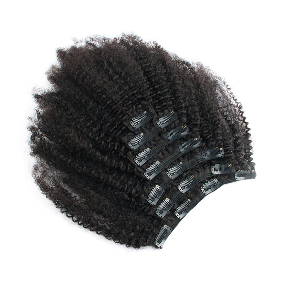 Loviro Afro Kinkys Curly Clip in Human Hair Extensions for Black Women 7 Pieces 120g - lovirohair