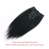Lovrio Kinky Straight Clip In Hair Extensions Natural Black - lovirohair